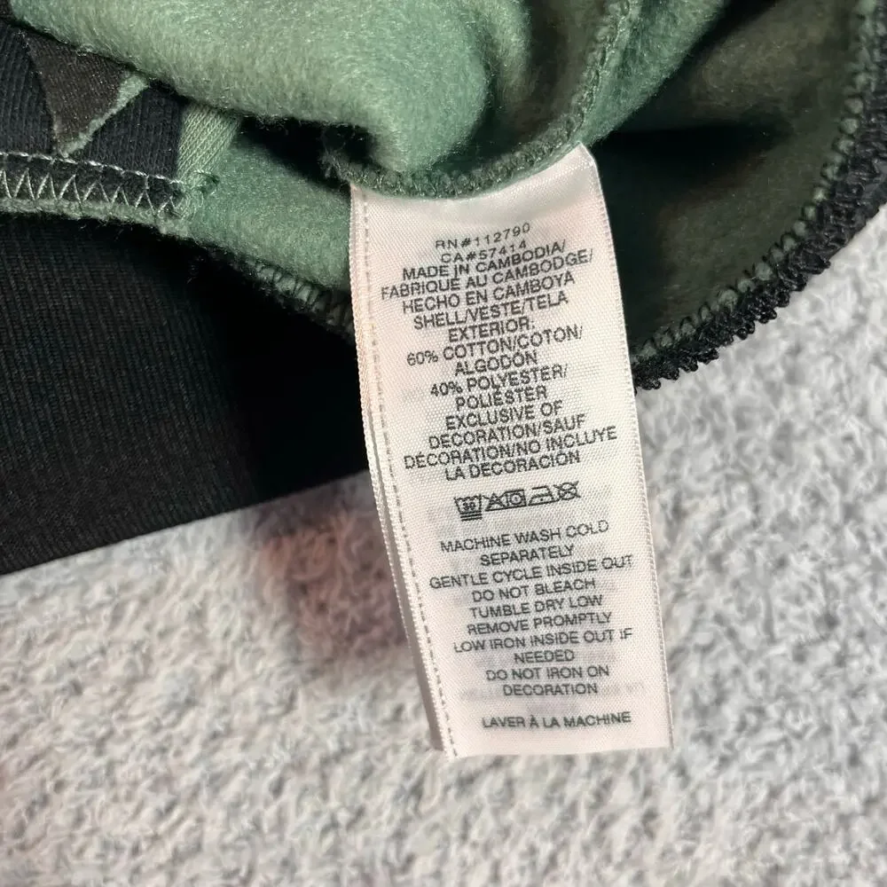 NEW True religion collared patch varsity fleece sz M green and black Buddha NWT